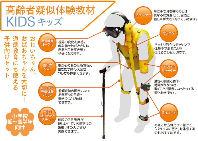 高齢者疑似体験教材キッズセット 製品情報 株式会社三和製作所