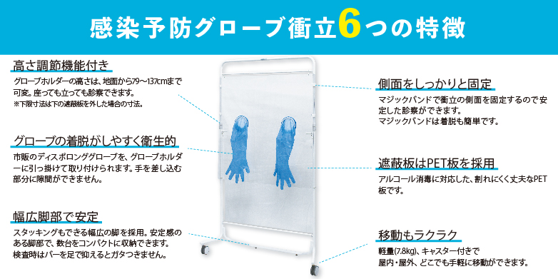 感染予防グローブ衝立6つの特徴